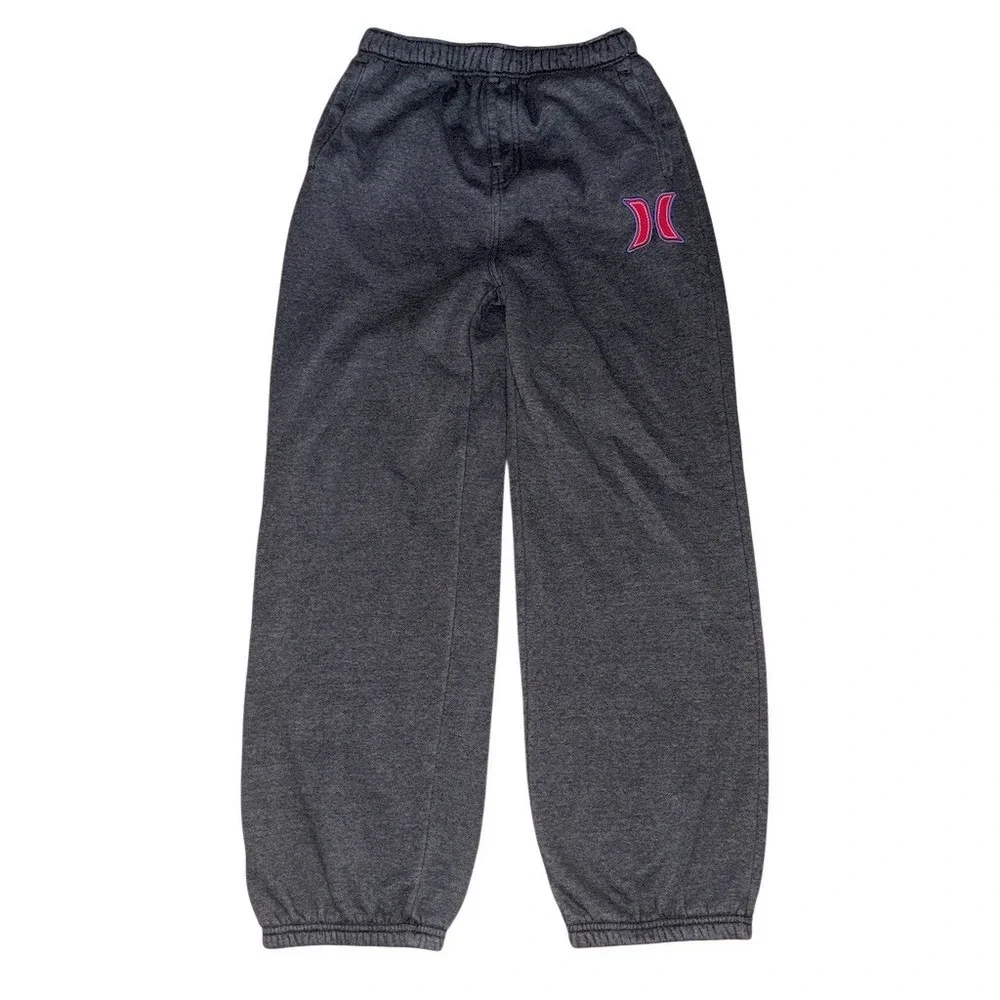 Hurley Boys Jogger Sweatpants Youth Size L Gray Heather Fleece Logo 10/12 skate